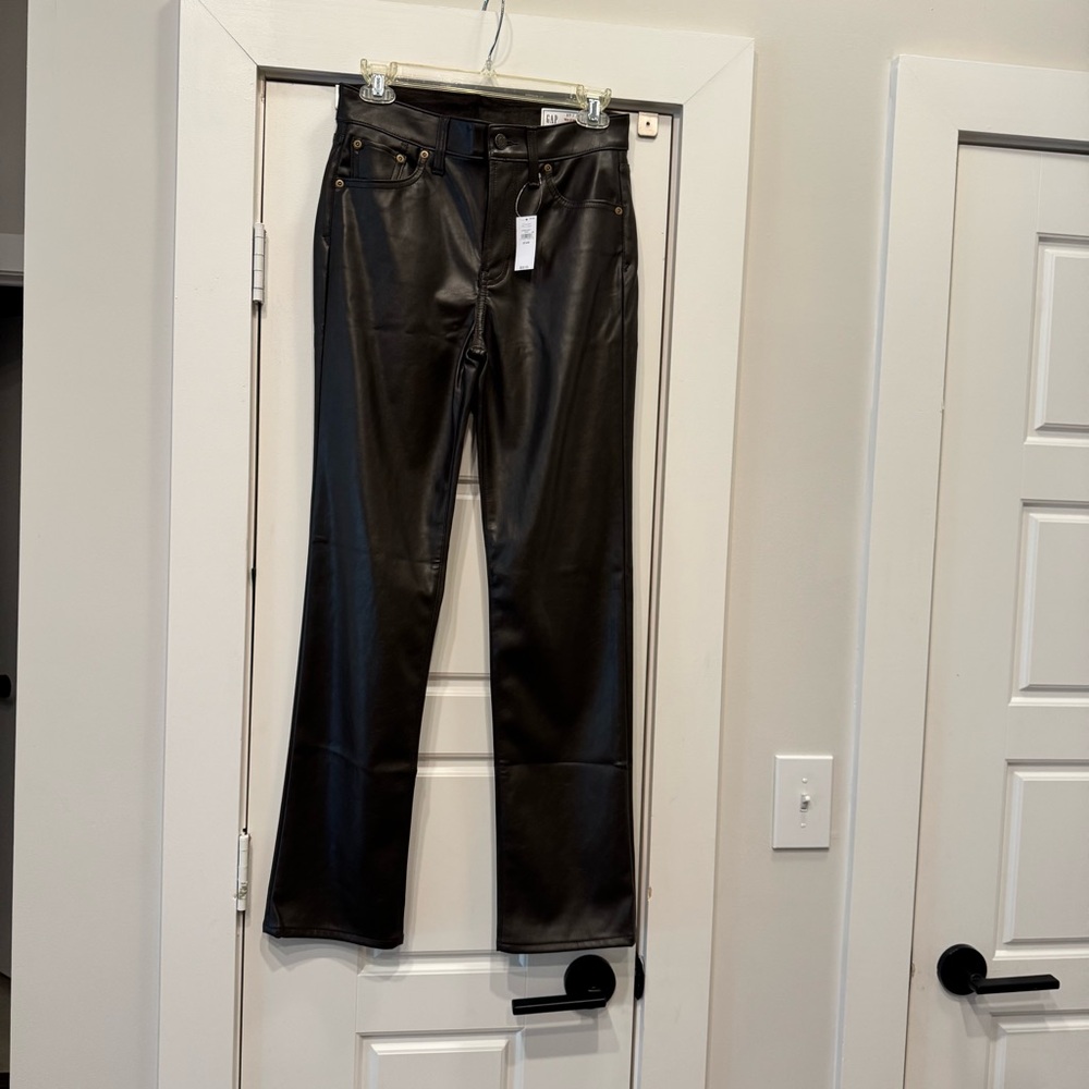 GAP Brown Leather Straight Leg Pants